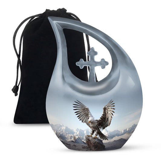 10-inch Eagle Urn featuring Cross Drop design