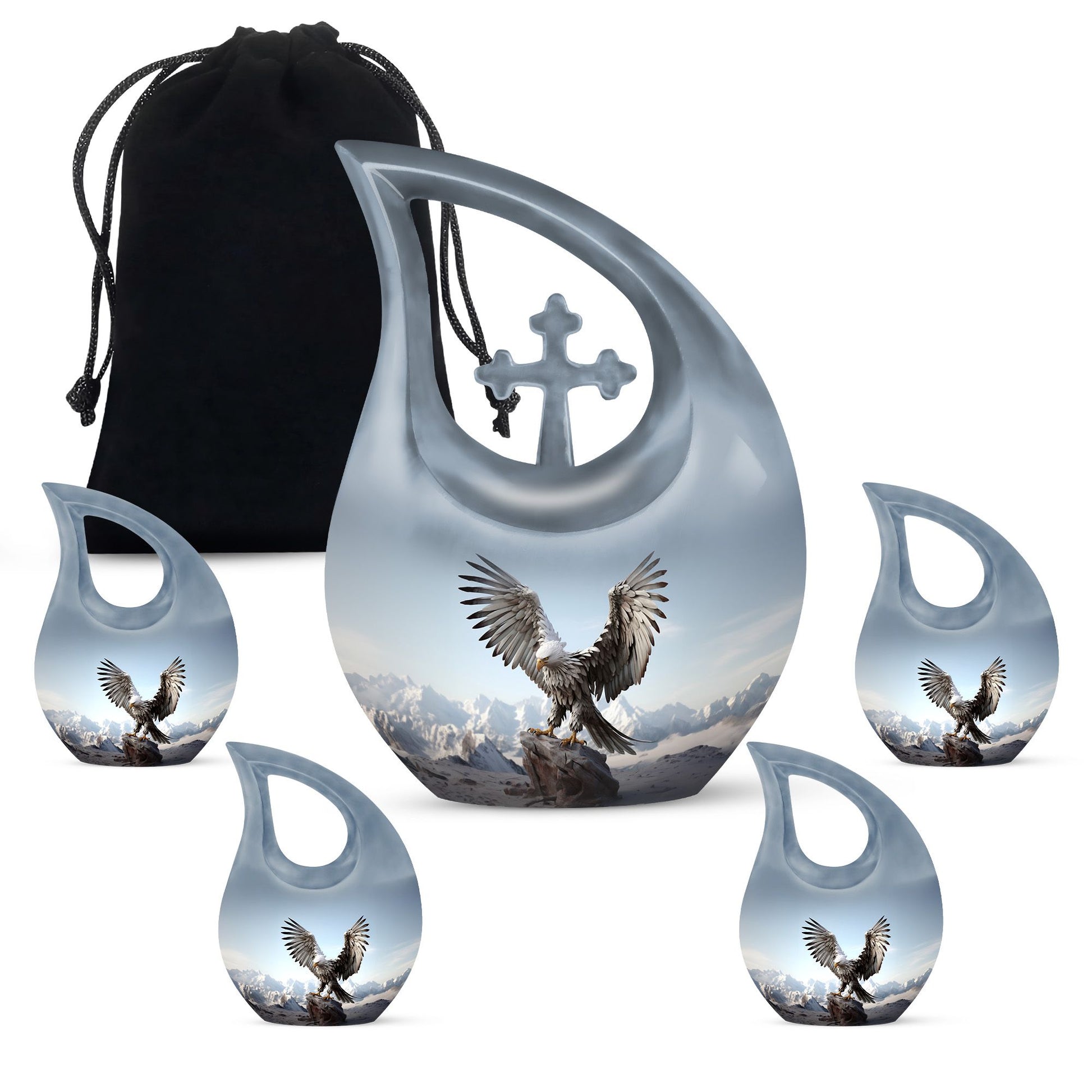 10-inch Eagle Urn featuring Cross Drop design