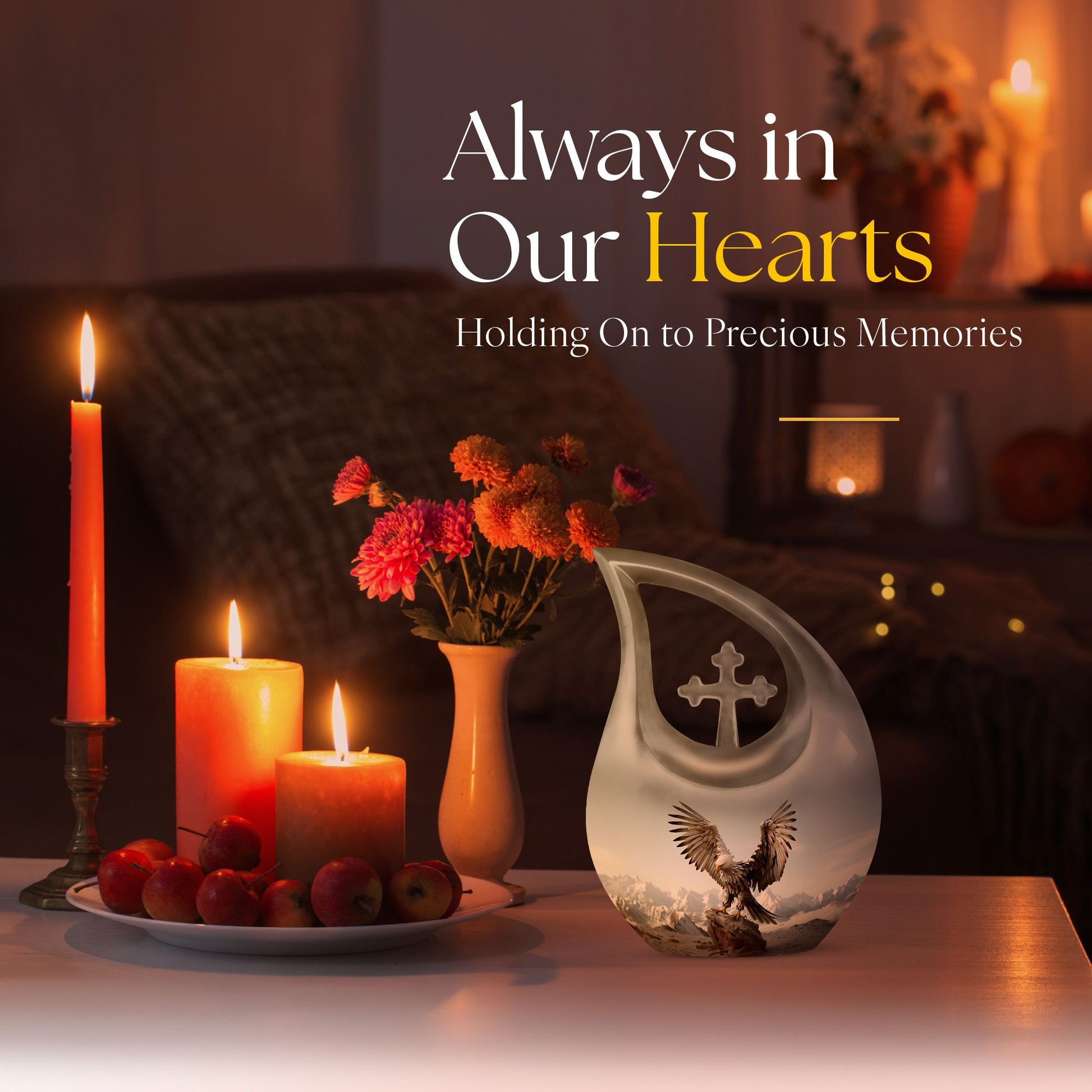 10-inch Eagle Urn featuring Cross Drop design