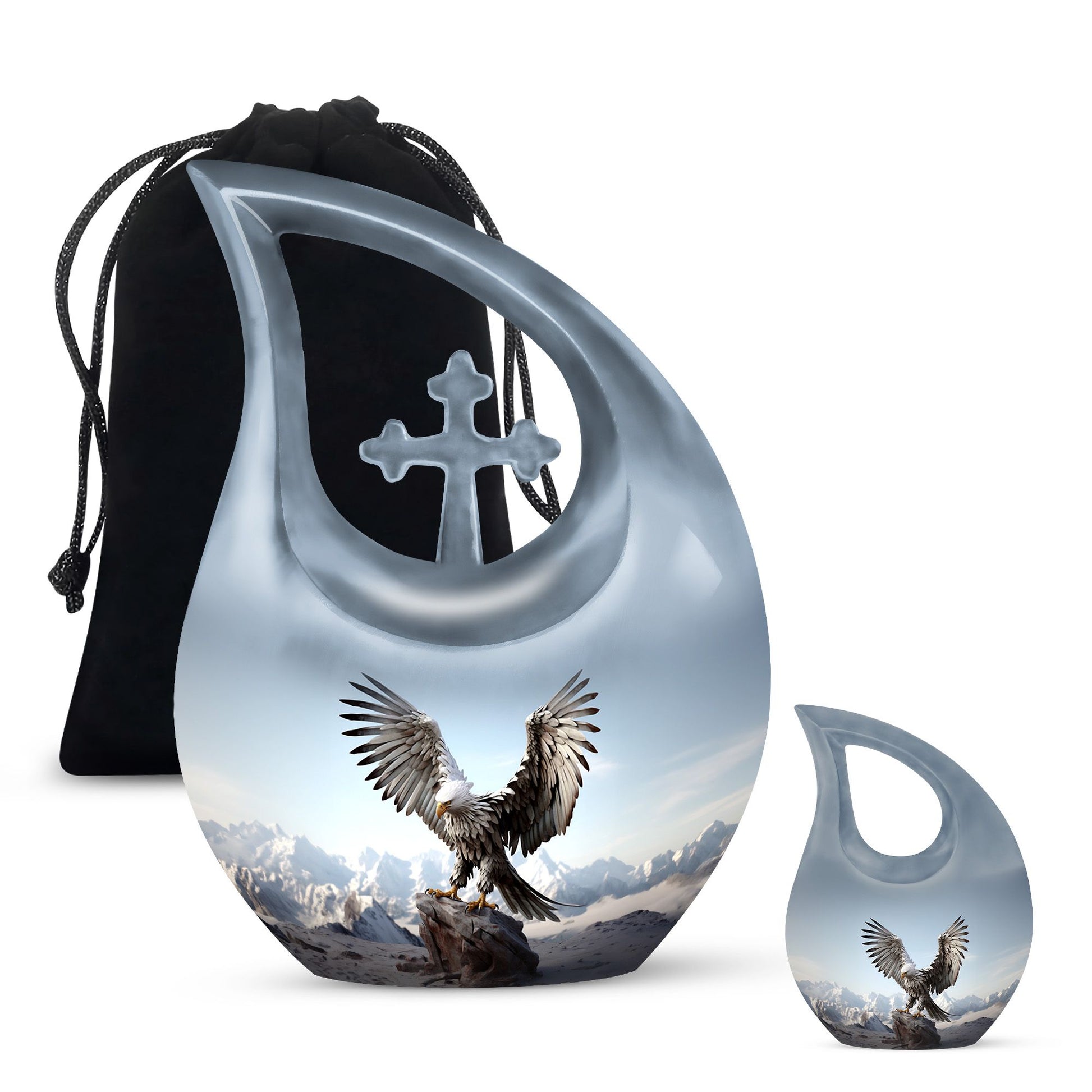 10-inch Eagle Urn featuring Cross Drop design