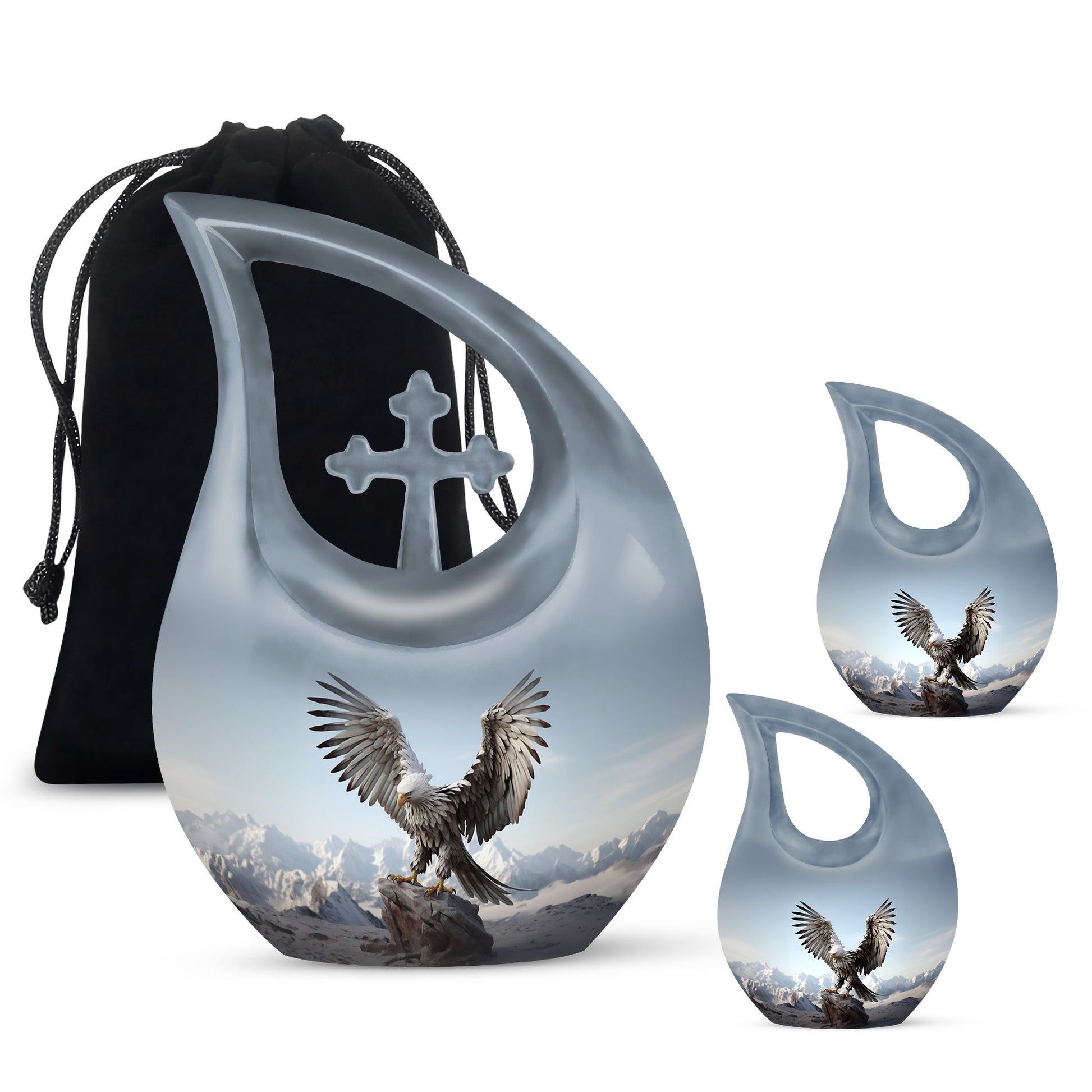 10-inch Eagle Urn featuring Cross Drop design
