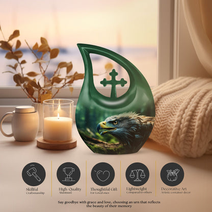 10-Inch Eagle Urn with Cross Drop design,