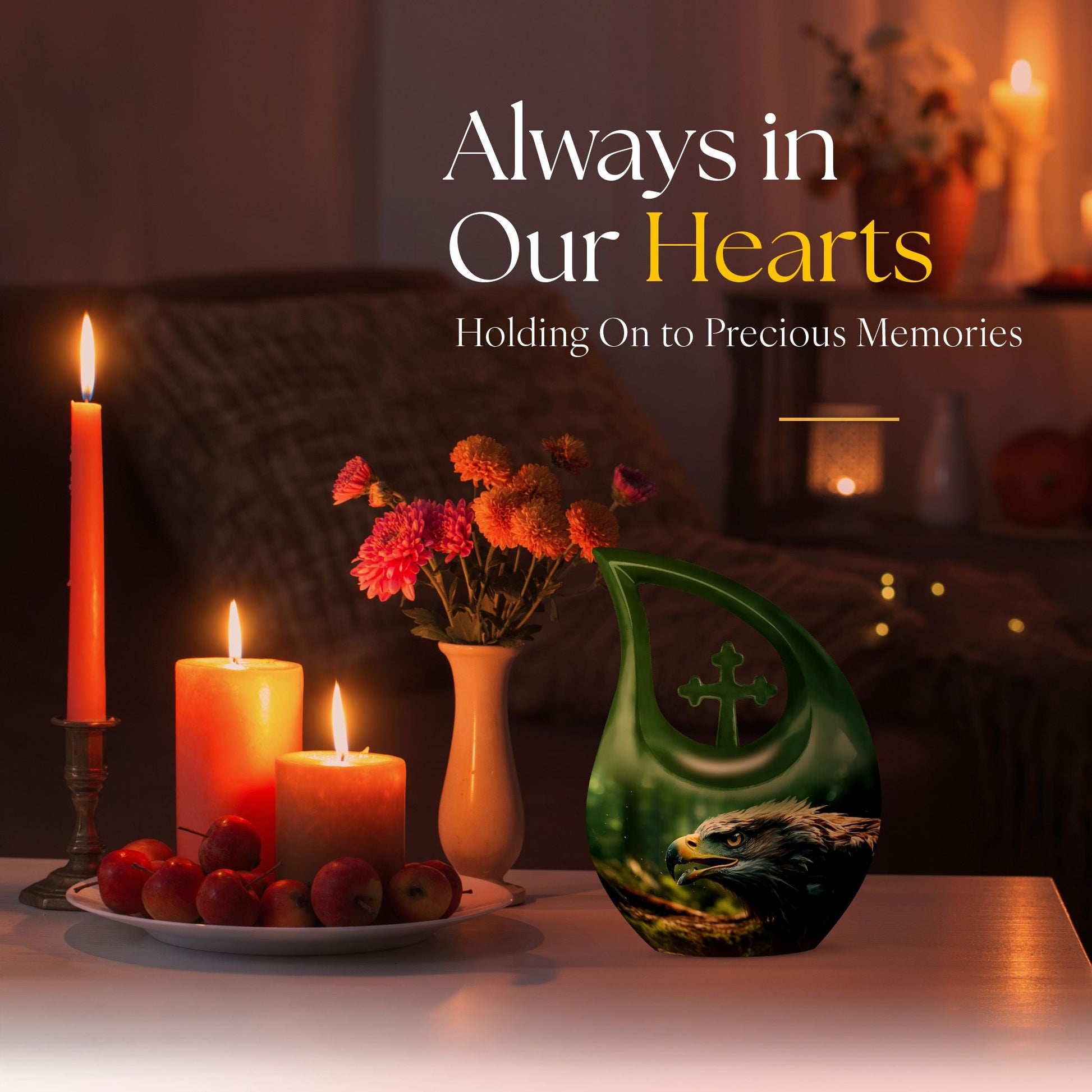 10-Inch Eagle Urn with Cross Drop design,