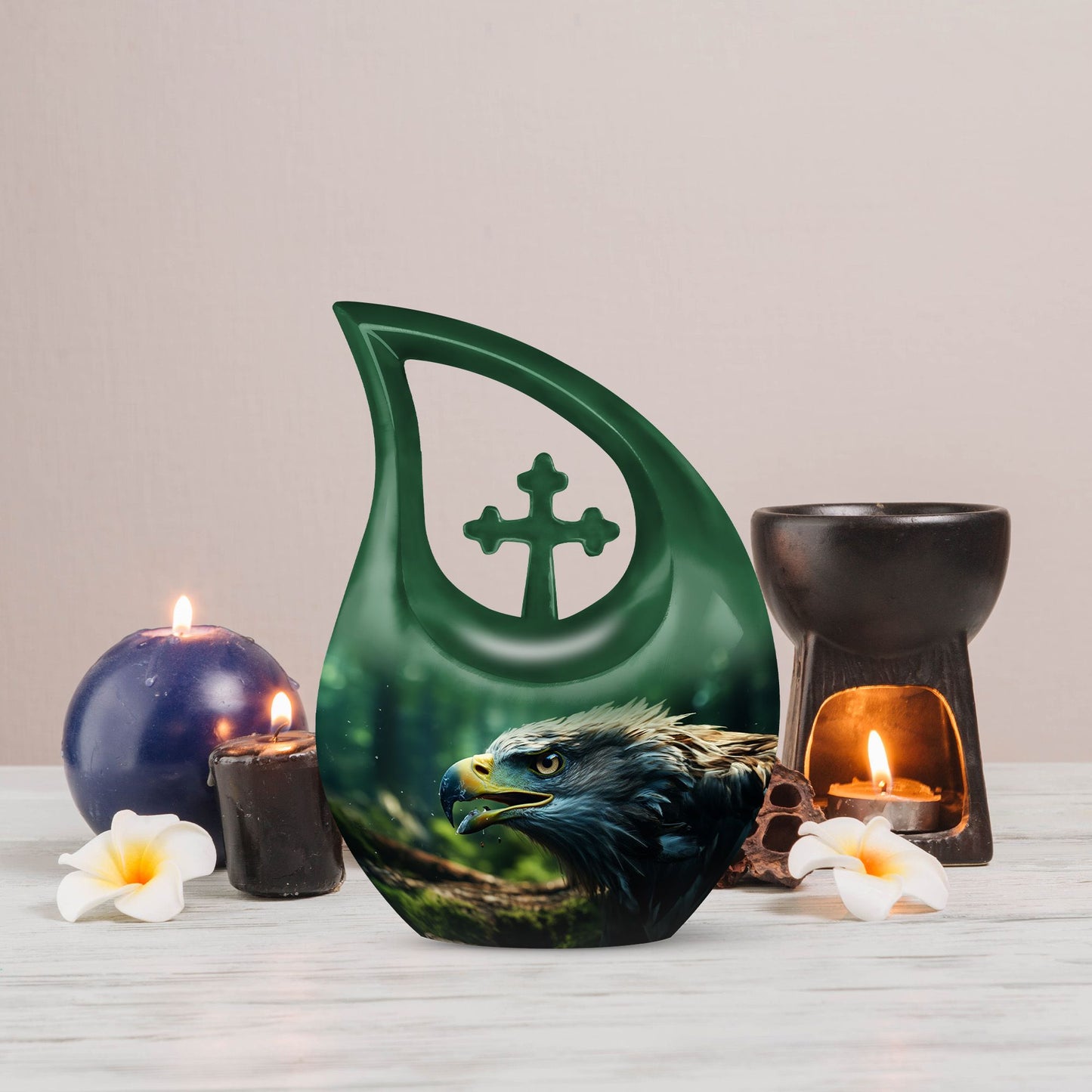 10-Inch Eagle Urn with Cross Drop design,