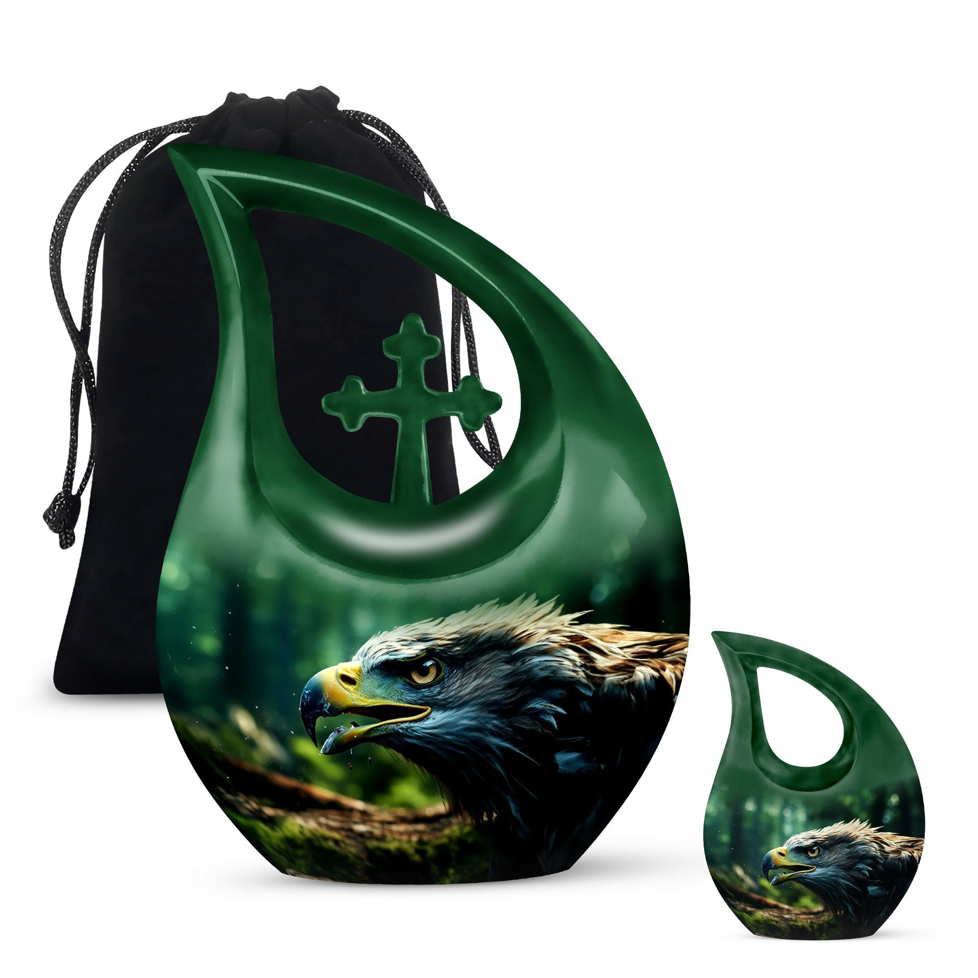 10-Inch Eagle Urn with Cross Drop design,