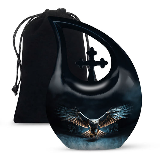 10-inch Eagle Urn with Cross Drop design 