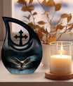 10-inch Eagle Urn with Cross Drop design 