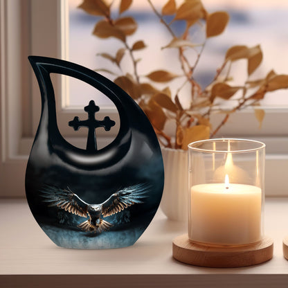 10-inch Eagle Urn with Cross Drop design 
