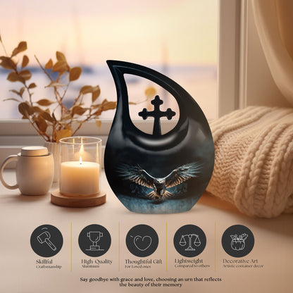 10-inch Eagle Urn with Cross Drop design 