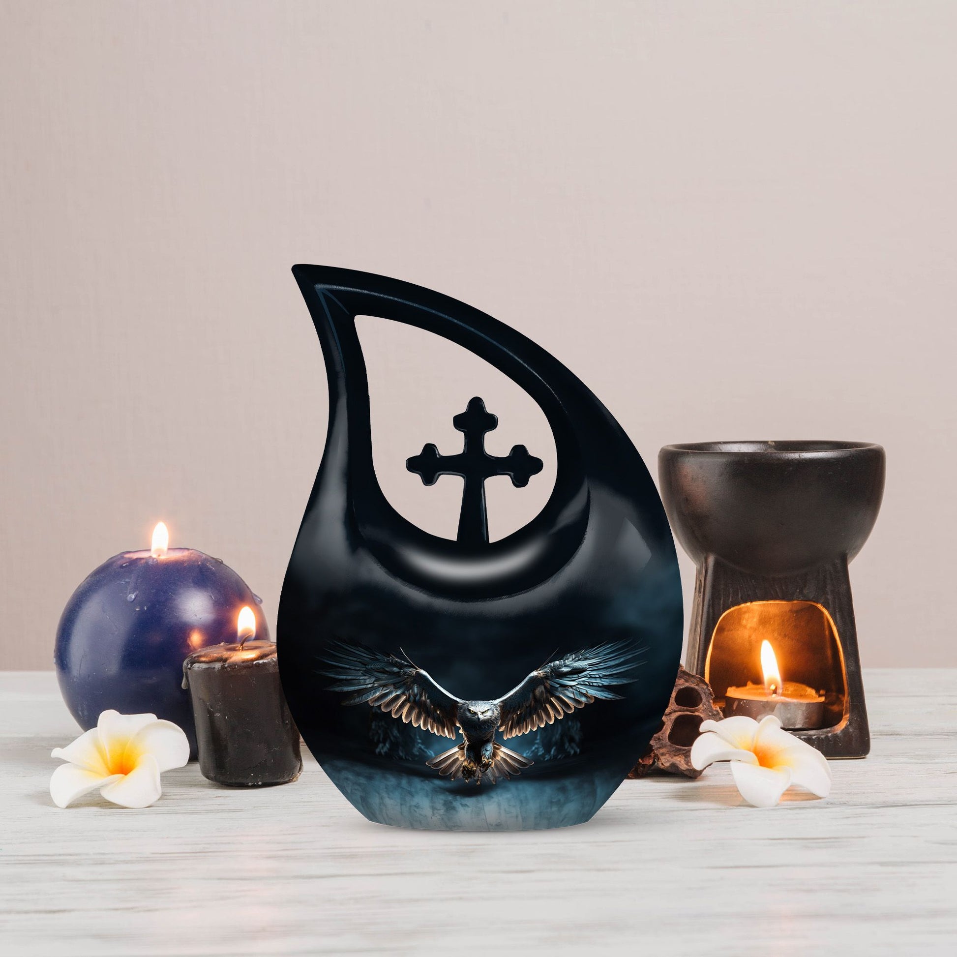 10-inch Eagle Urn with Cross Drop design 