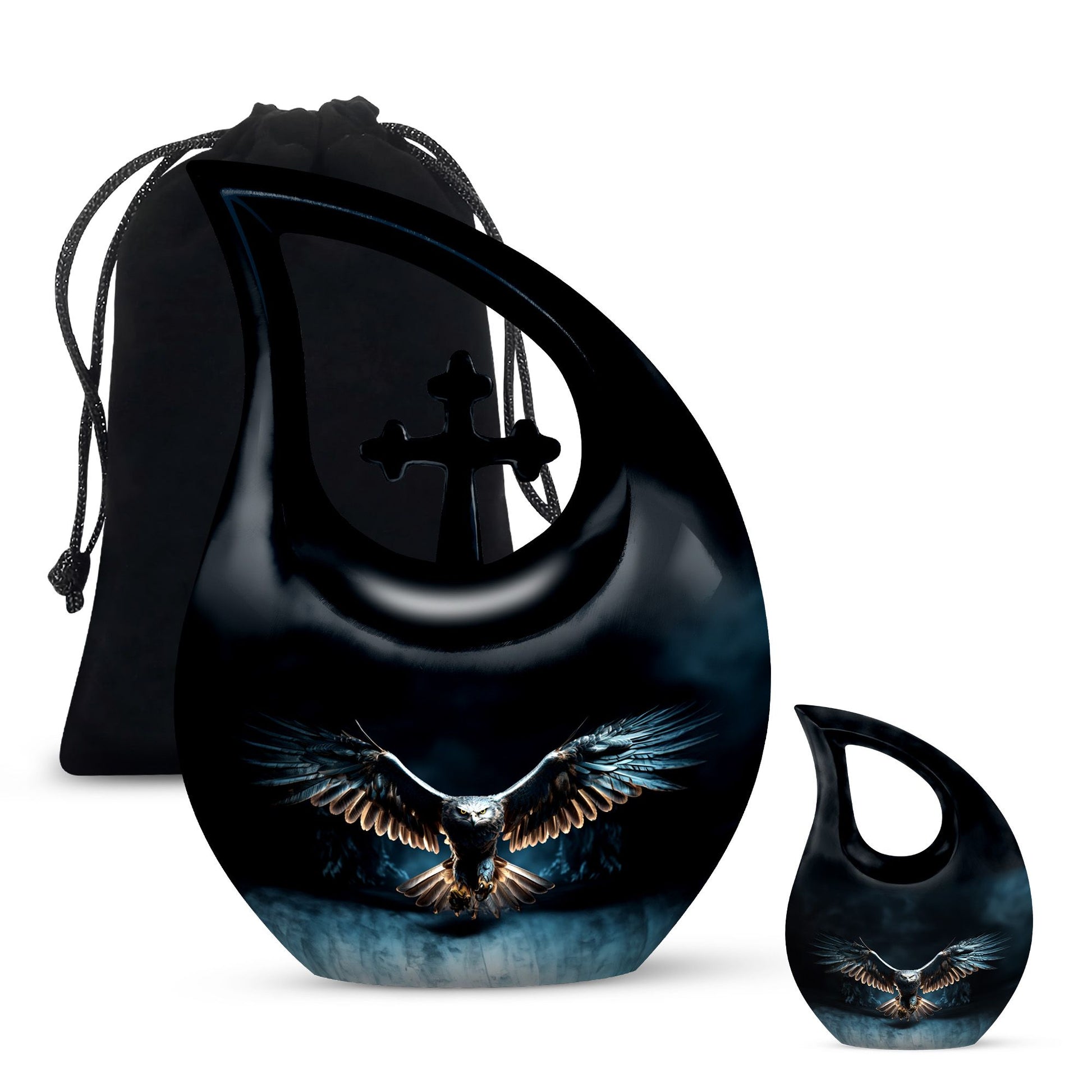 10-inch Eagle Urn with Cross Drop design 