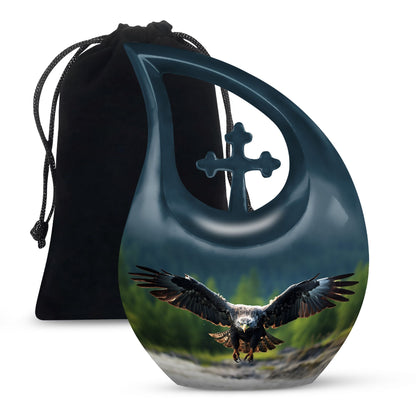 10 inch Eagle Urn with Cross Drop design, 