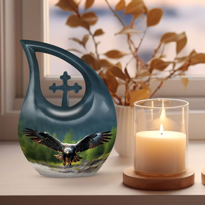 10 inch Eagle Urn with Cross Drop design, 