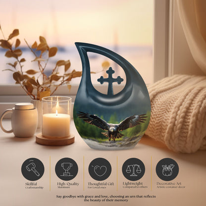 10 inch Eagle Urn with Cross Drop design, 