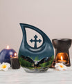 10 inch Eagle Urn with Cross Drop design, 