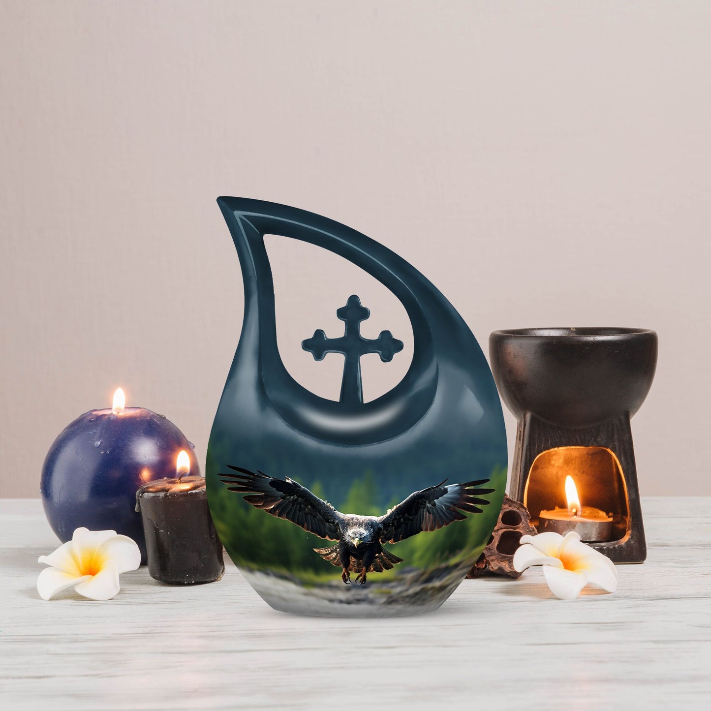 10 inch Eagle Urn with Cross Drop design, 