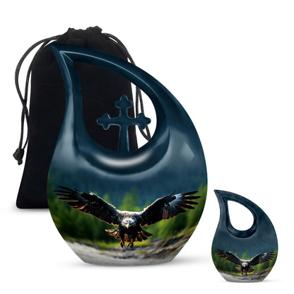 10 inch Eagle Urn with Cross Drop design, 