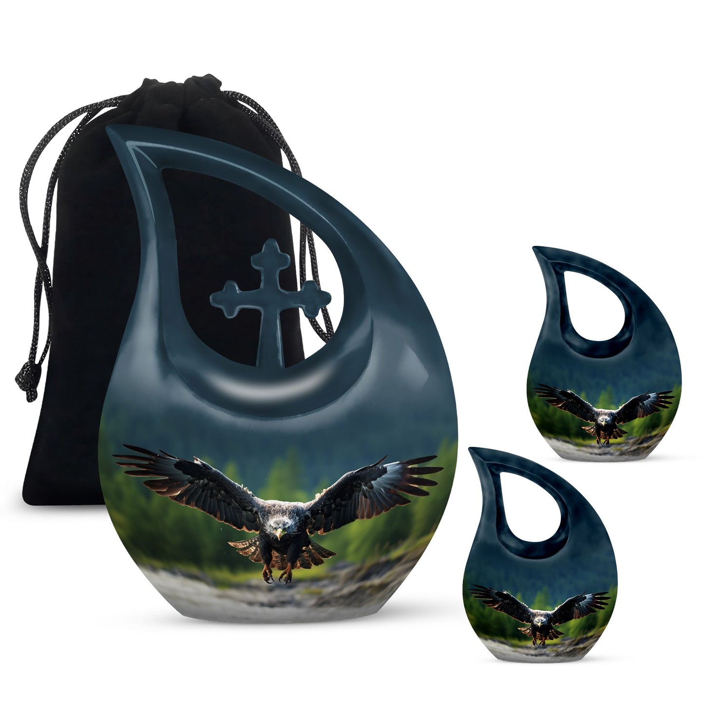 10 inch Eagle Urn with Cross Drop design, 