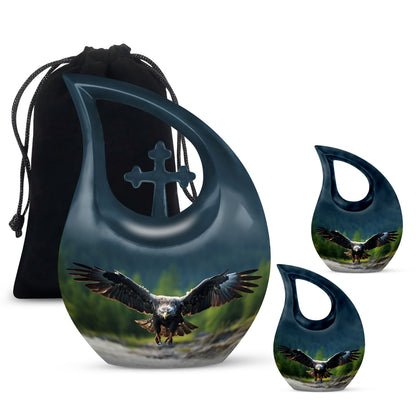 10 inch Eagle Urn with Cross Drop design, 