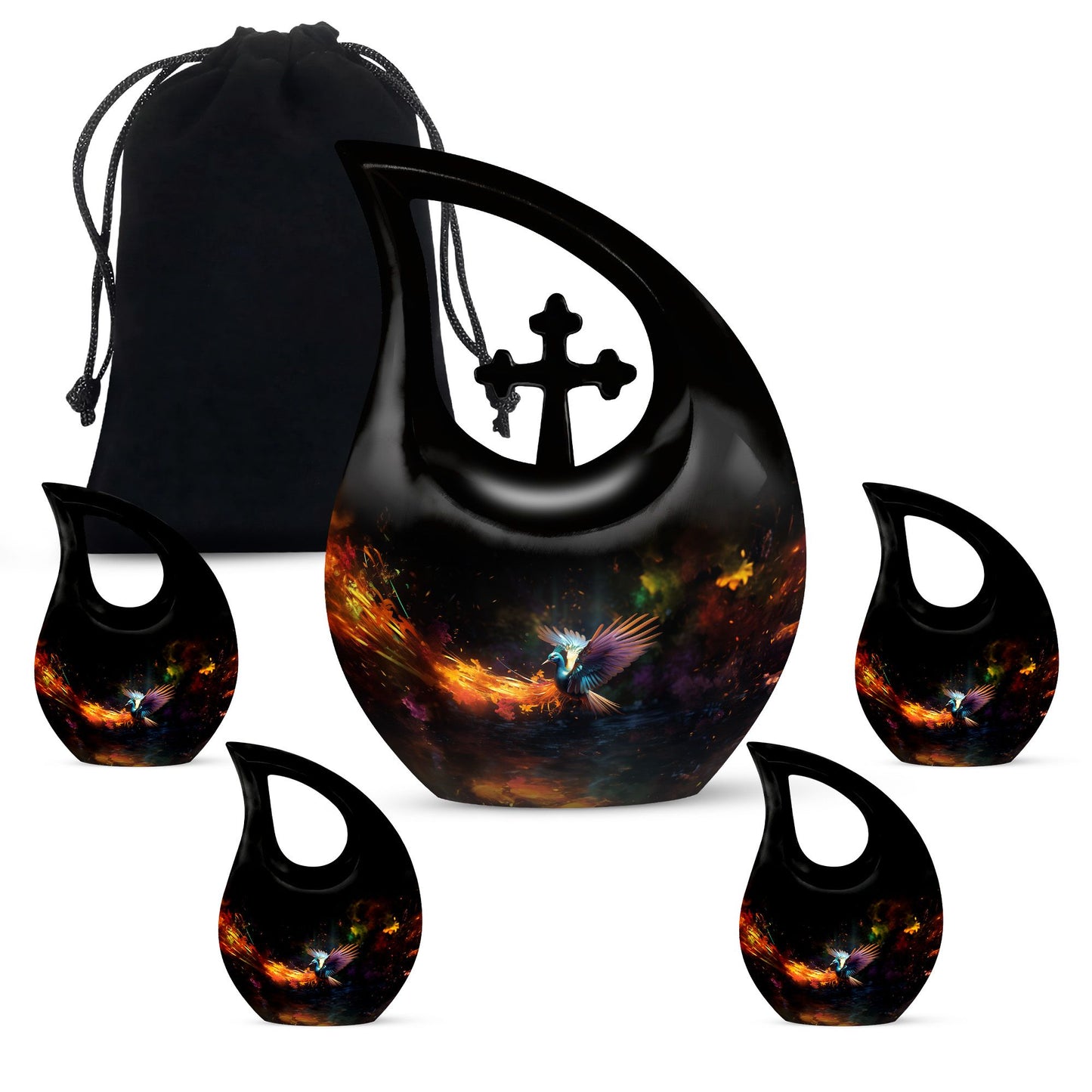 10-inch Eagle Urn with Cross Drop design for Cremation