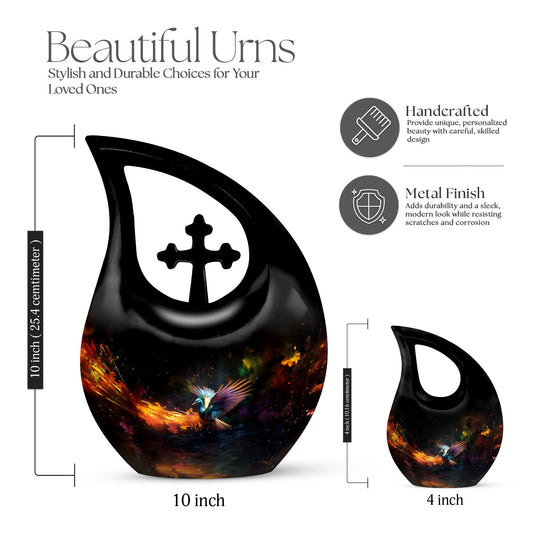 10-inch Eagle Urn with Cross Drop design for Cremation