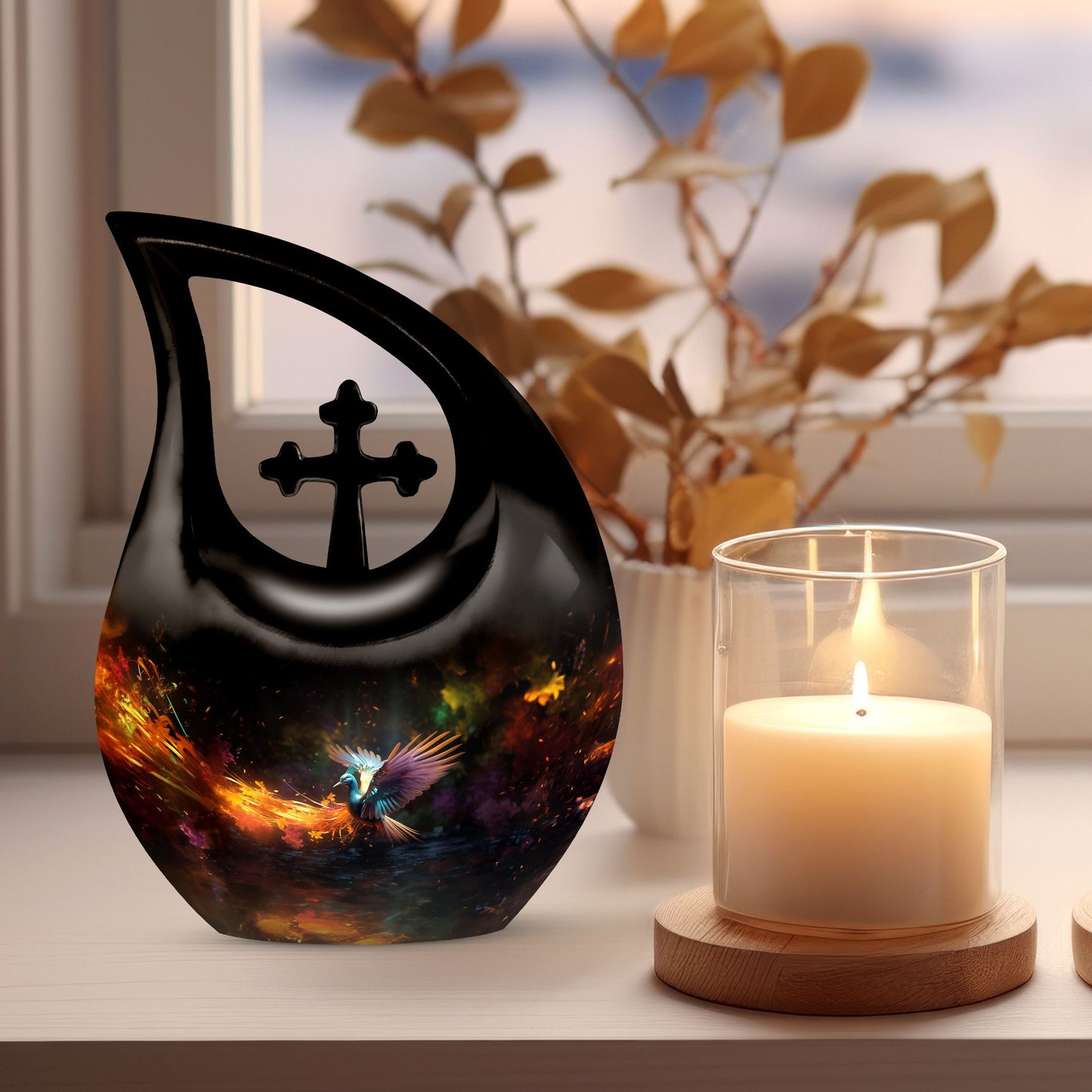 10-inch Eagle Urn with Cross Drop design for Cremation