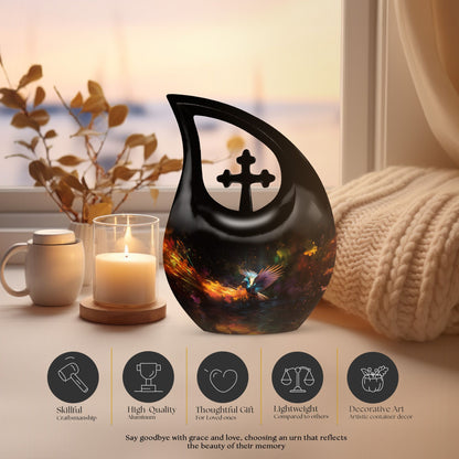 10-inch Eagle Urn with Cross Drop design for Cremation