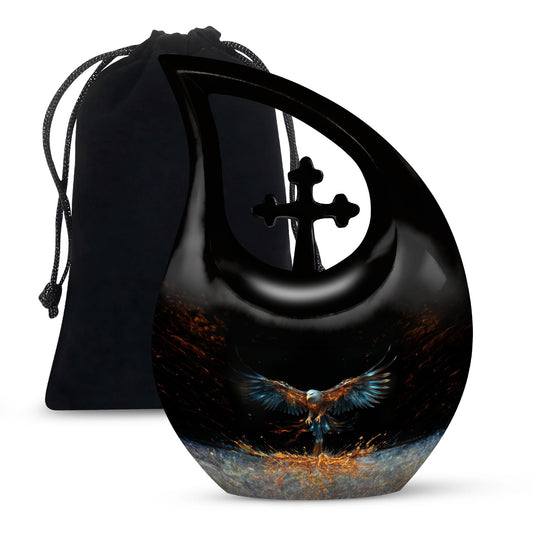 10-inch Eagle Urn, Cross Drop design cremation box 