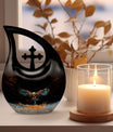 10-inch Eagle Urn, Cross Drop design cremation box 