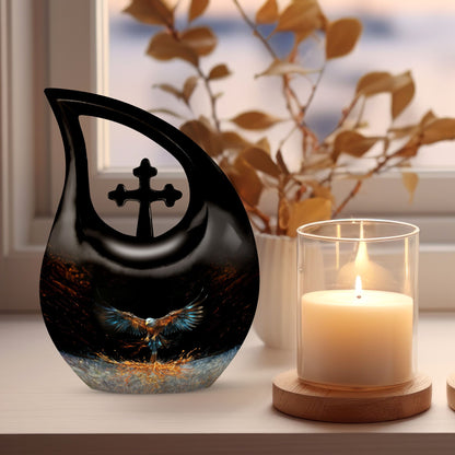 10-inch Eagle Urn, Cross Drop design cremation box 