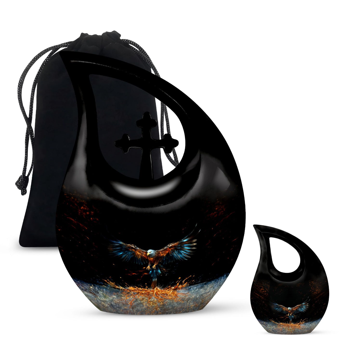 10-inch Eagle Urn, Cross Drop design cremation box 
