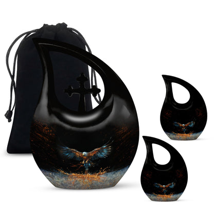 10-inch Eagle Urn, Cross Drop design cremation box 