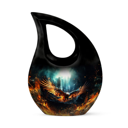 Stylish 10 inch Eagle Urn with Cross Drop design 