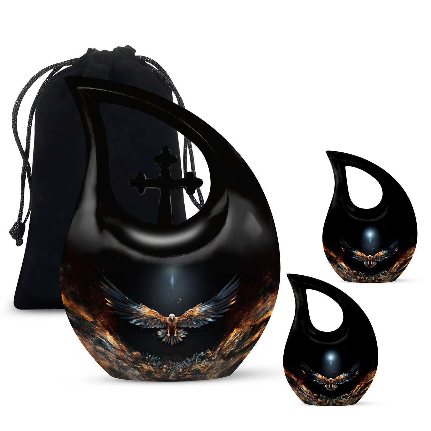 10-inch Extra Large Eagle Urn - a Cross Drop themed large, 