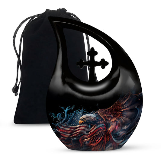 10-inch Eagle Urn with Cross Drop Design for Human Ashes, 