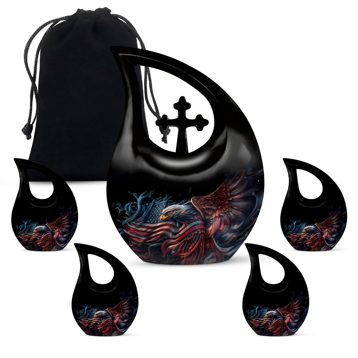 10-inch Eagle Urn with Cross Drop Design for Human Ashes, 