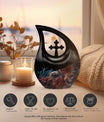 10-inch Eagle Urn with Cross Drop Design for Human Ashes, 