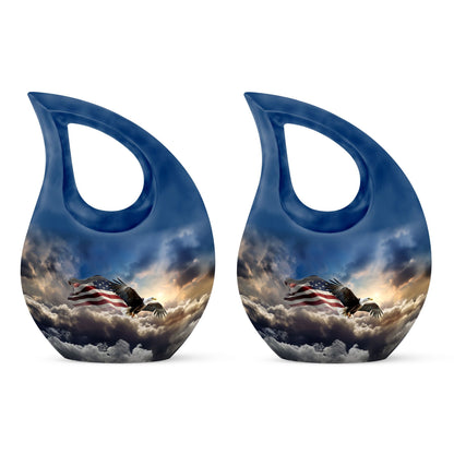 10-inch Eagle-themed Aluminium Cross Drop Urn, 