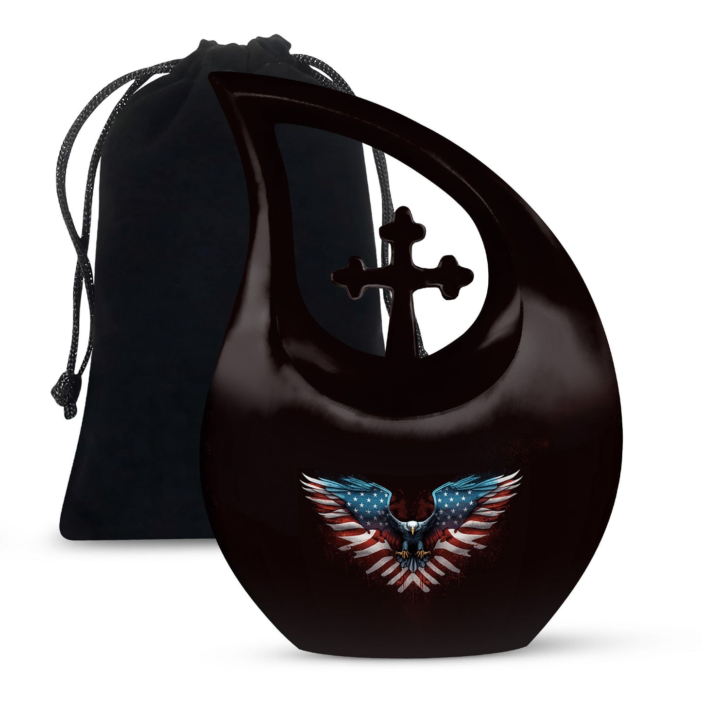 Extra Large Eagle Urn with Cross Drop design, 
