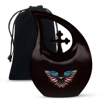 Extra Large Eagle Urn with Cross Drop design, 