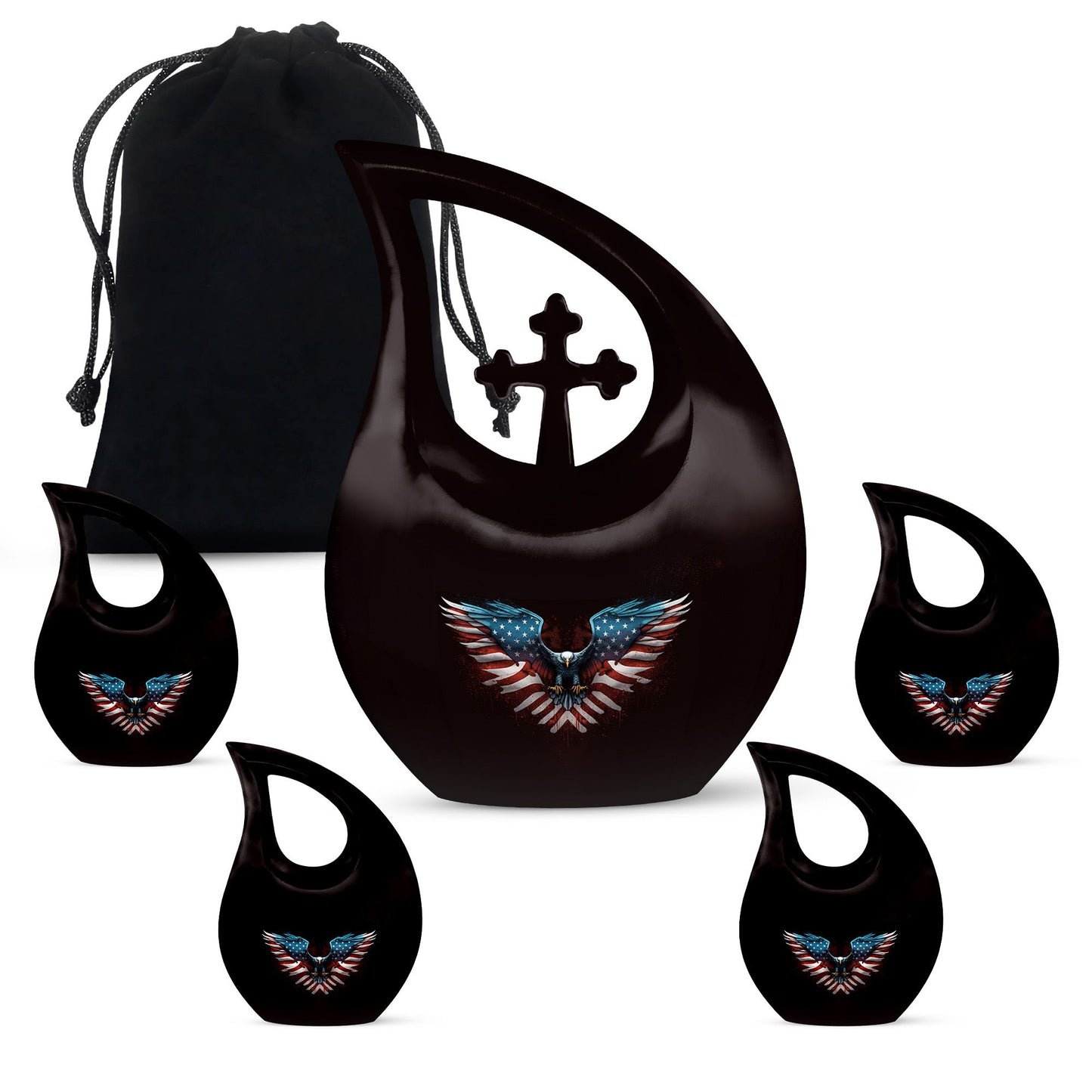 Extra Large Eagle Urn with Cross Drop design, 