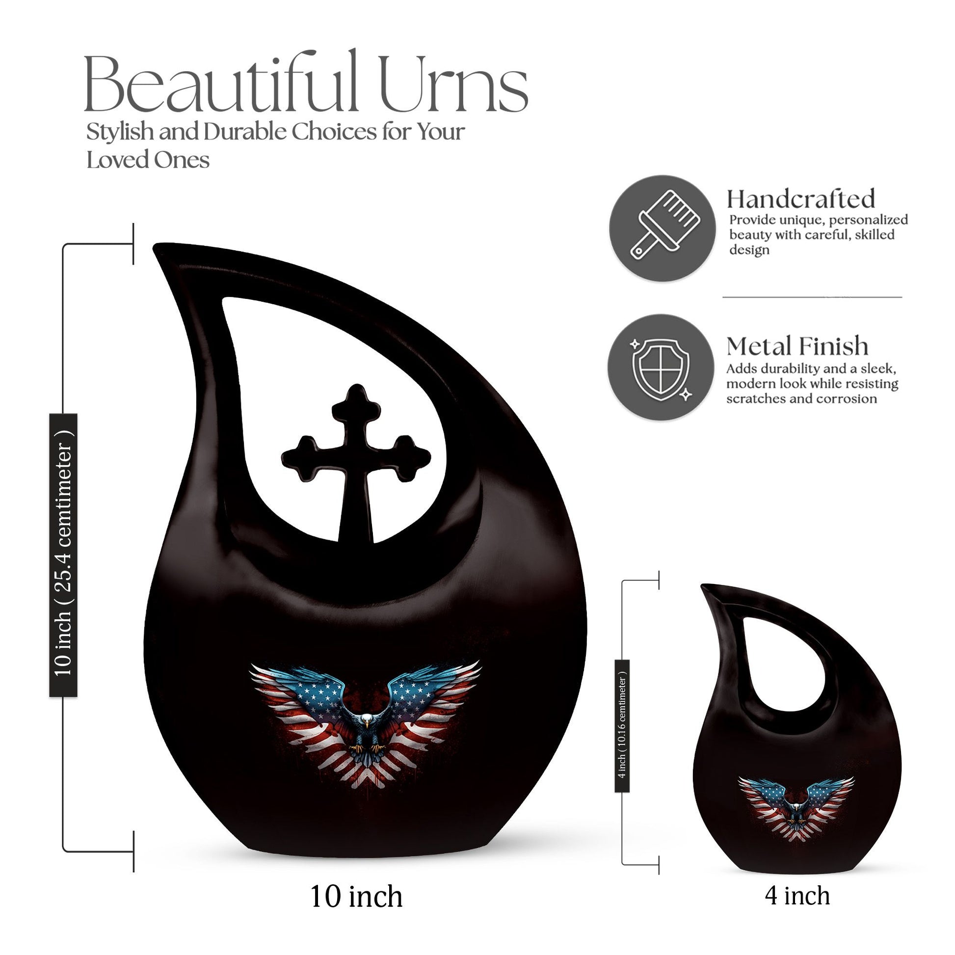 Extra Large Eagle Urn with Cross Drop design, 