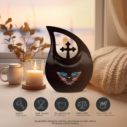 Extra Large Eagle Urn with Cross Drop design, 