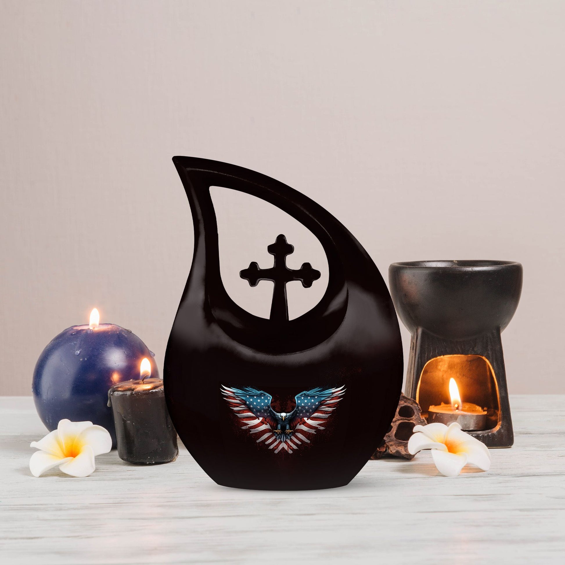 Extra Large Eagle Urn with Cross Drop design, 