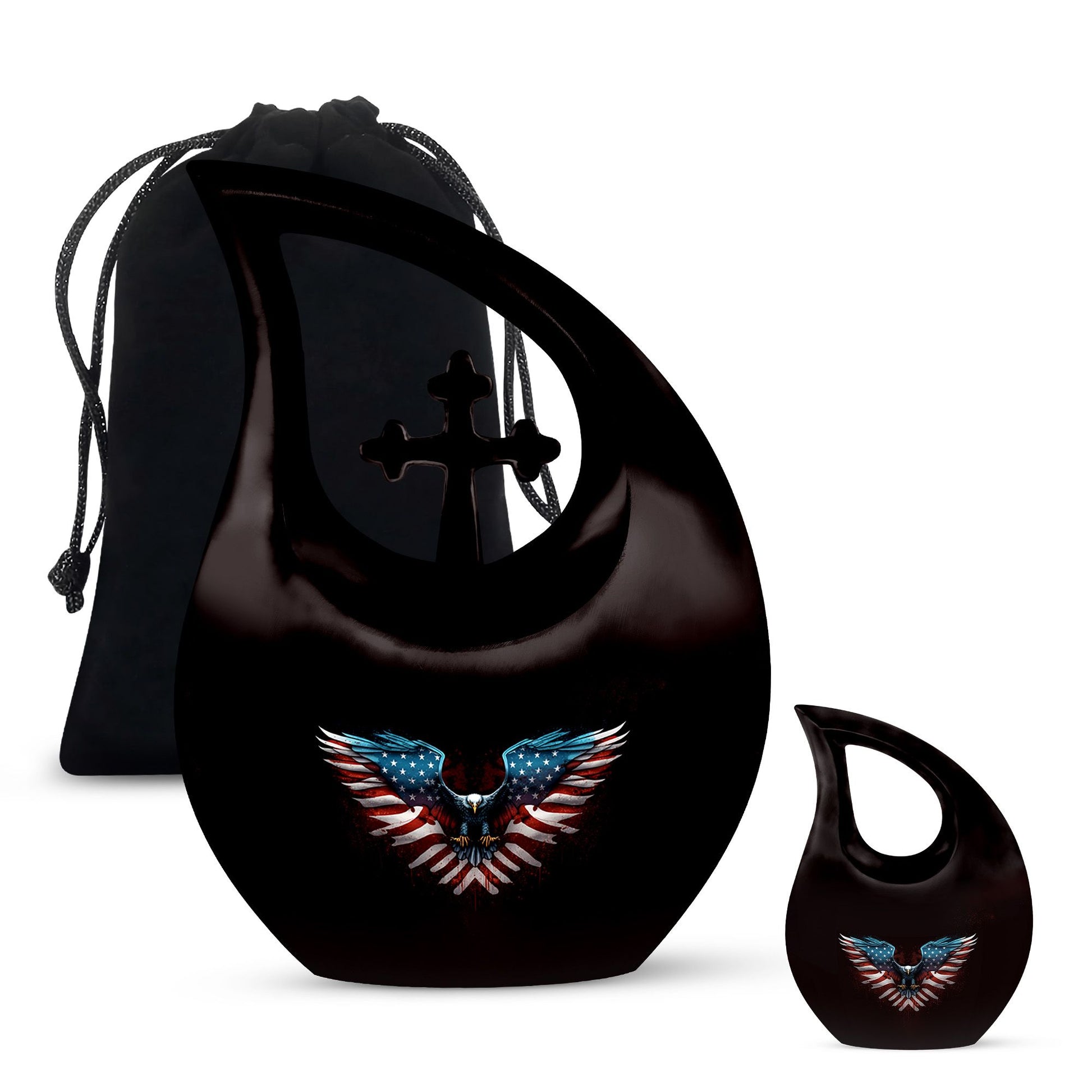 Extra Large Eagle Urn with Cross Drop design, 