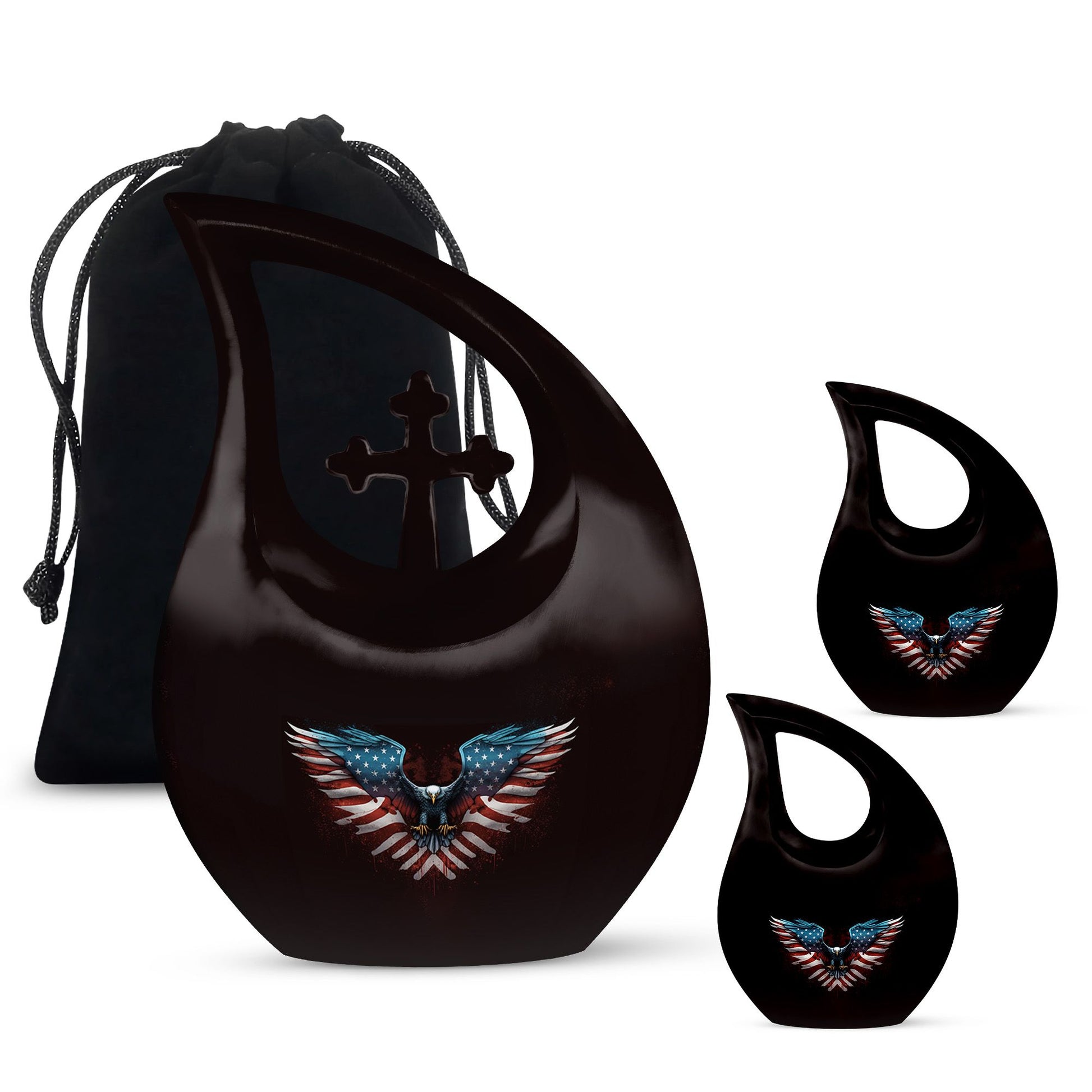 Extra Large Eagle Urn with Cross Drop design, 