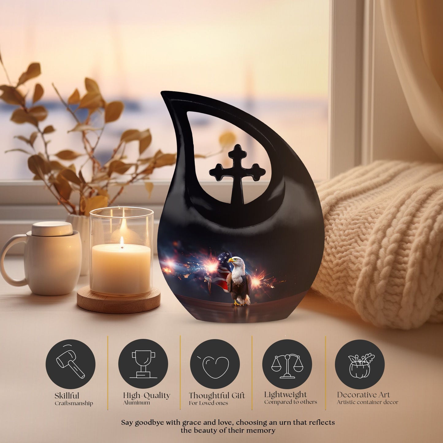 10-inch Eagle Themed Cross Drop Large Aluminium