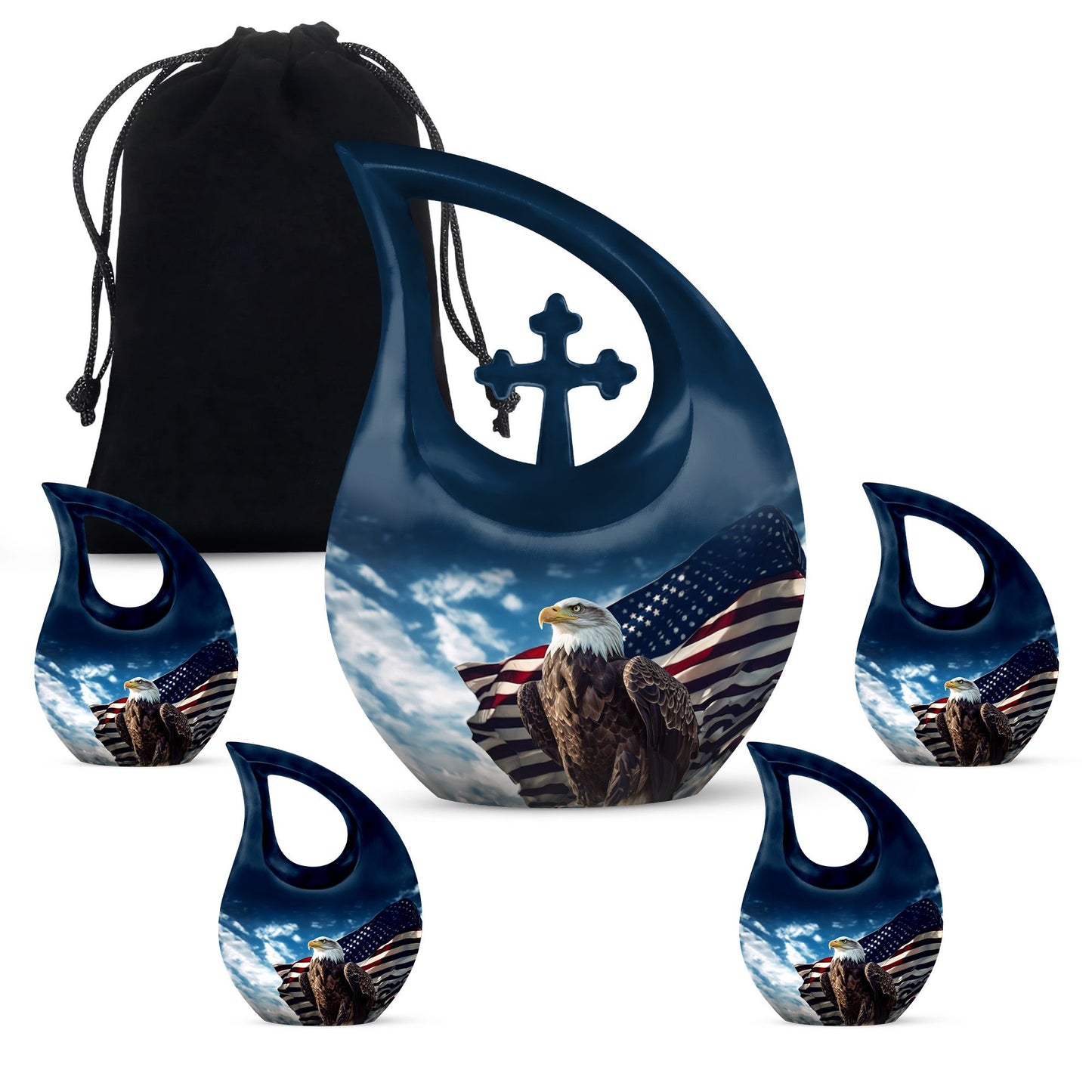 10-inch Eagle Urn with Cross Drop Design, Biodegradable Cremation Urn 