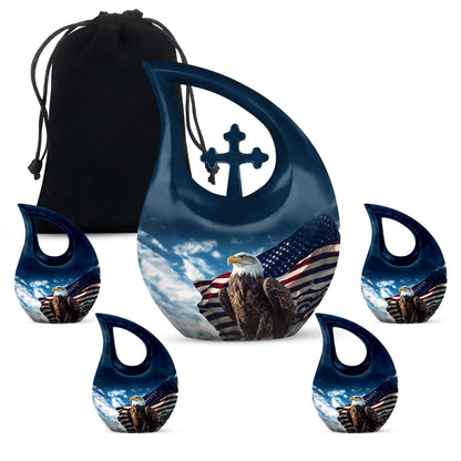 10-inch Eagle Urn with Cross Drop Design, Biodegradable Cremation Urn 