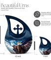10-inch Eagle Urn with Cross Drop Design, Biodegradable Cremation Urn 